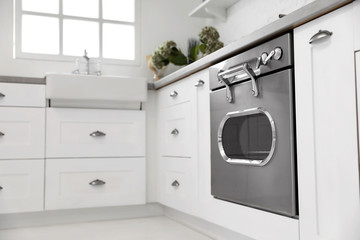 New modern oven in stylish kitchen. Cooking appliance