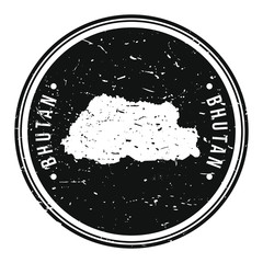 Bhutan Map Symbol. Round Design Stamp Travel and Business Vector.