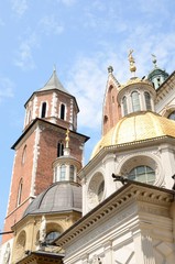 Fototapeta na wymiar Domes of Krakow cathedral, Poland