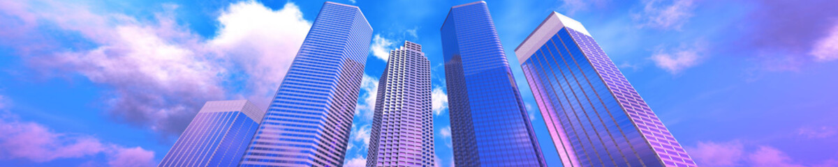 Fototapeta na wymiar Beautiful skyscrapers against the sky, modern high-rise buildings,, 3D rendering