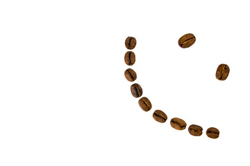 Smile with coffee on a white isolate.