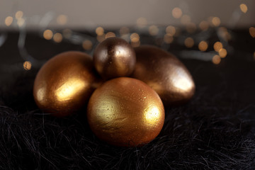 Happy Easter celebration, painting eggs, decorating home