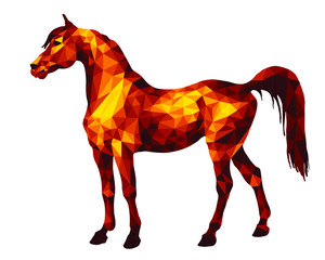 horse red, isolated image on white background in low poly style