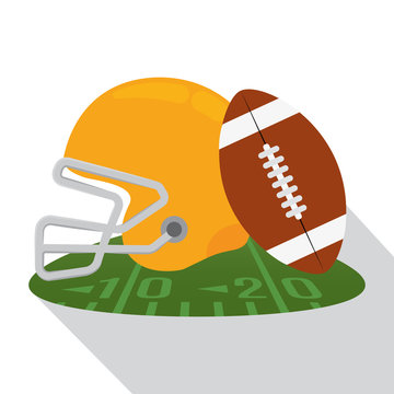Helmet and american football ball