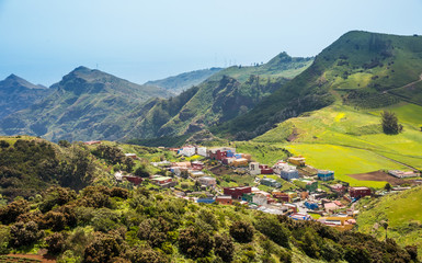 Aerial view of village near La Laguna, Anaga, Tenerife island, Canary