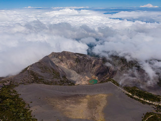 Beautiful aerial view of the Irazu Volcano in Costa Rica 