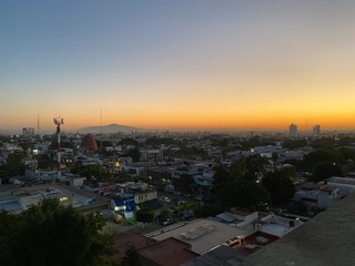 view of city at sunset