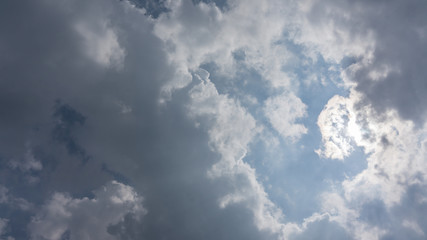 cloudscape  with sun and dark clouds passing by