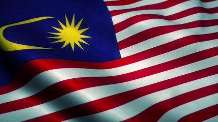 Malaysia flag waving in the wind. National flag of Malaysia. Sign of Malaysia. 3d rendering