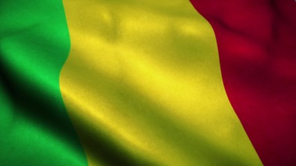 Mali flag waving in the wind. National flag of Mali. Sign of Mali. 3d rendering