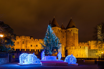 Fortified medieval city of Carcassonne in France.