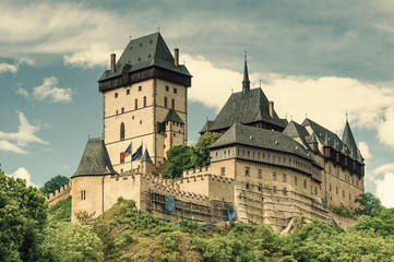 Obraz premium Medieval gothic royal castle Karlstejn near Prague in Czech Republic