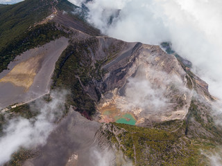 Beautiful aerial view of the Irazu Volcano in Costa Rica 