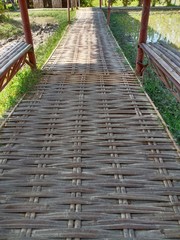 wooden bridge in forest