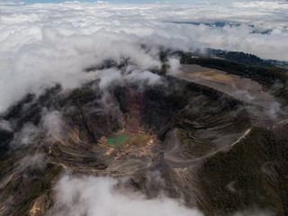 Beautiful aerial view of the Irazu Volcano in Costa Rica 