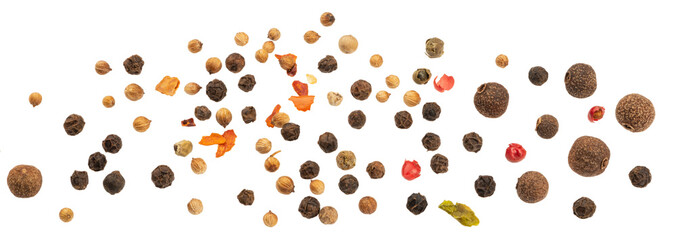 peppercorns set isolated on white