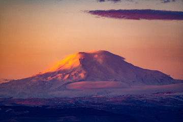 Elbrus in the sunset