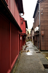View of a classic japanese alley in Kanazawa
