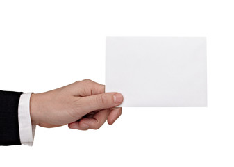 Fototapeta premium blank sign note label hand holding paper