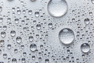 Water rain drops or water drops on white background. Many water drops  on canvas