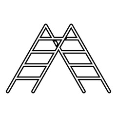 Step ladder icon outline black color vector illustration flat style image