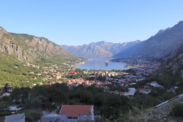 Beautiful ocean and mountain views of the Bay of Kotor in Montenegro - 324923790