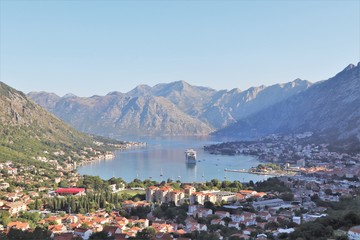 Beautiful ocean and mountain views of the Bay of Kotor in Montenegro - 324923908