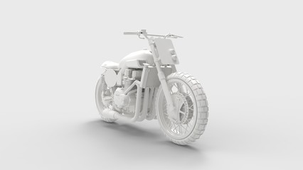 3D rendering of a computer generated model of a motorcycle isolated