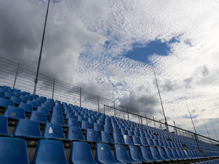 Rows of seats at the Nürburgring for the spectators