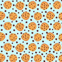 Chocolate chip cookies pattern design. Bake pattern design. Seamless cookies pattern design
