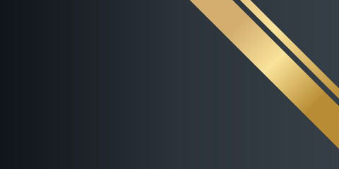  Black background overlap gold and black sheets, modern abstract widescreen background with place for your text or message or presentation slide design.