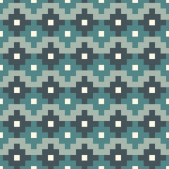 Chakana inca crosses seamless pattern. Ethnic embroidery print. Ornamental folk wallpaper. Native american ornament