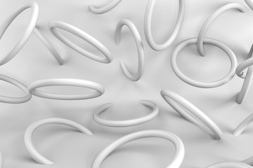 3d render rings torus on a white background. Abstract geometric shapes