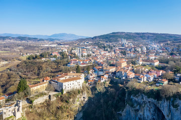 An aerial view of city of Pazin, Istria, Croatia