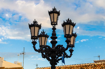 Fototapeta na wymiar Ornate classic streetlights of the streets of the town of Mijas, Malaga