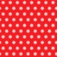seamless nautical ship wheel vector background pattern on red
