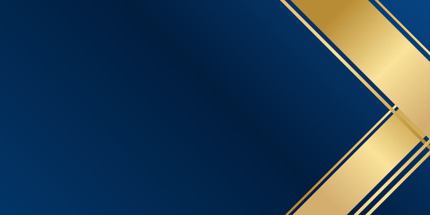 Modern geometric luxury card template for business or presentation with golden sloping lines on a dark blue background.