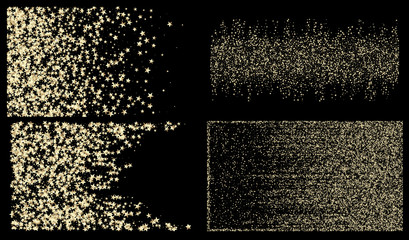 Gold, Silver VIP Flying Stars Confetti. Sparkling 