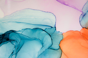 Abstract fluid art in alcohol ink painting technique.