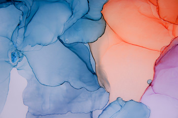 Abstract fluid art in alcohol ink painting technique.