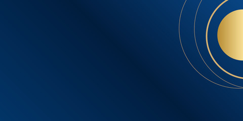 Abstract template blue geometric diagonal with golden border on black background