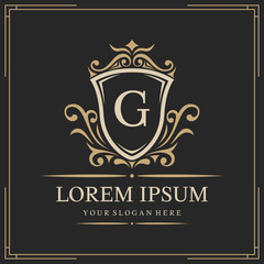 Luxury logo template, letter G logo design, vector illustration
