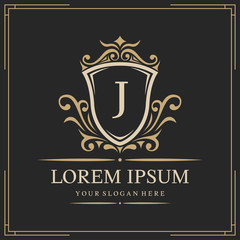Luxury logo template, letter J logo design, vector illustration