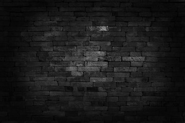 Fototapeta na wymiar Black brick walls that are not plastered background and texture. The texture of the brick is black. Background of empty brick basement wall.