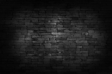 Black brick walls that are not plastered background and texture. The texture of the brick is black. Background of empty brick basement wall.