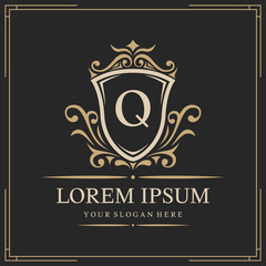 Luxury logo template, letter Q logo design, vector illustration