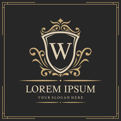 Luxury logo template, letter W logo design, vector illustration