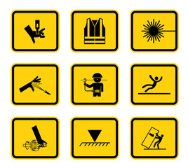 Warning Hazard Symbols labels Sign Isolated on White Background,Vector Illustration