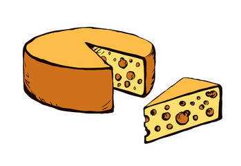 A slice of Dutch cheese. Vector drawing