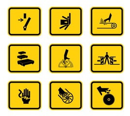 Warning Hazard Symbols labels Sign Isolated on White Background,Vector Illustration